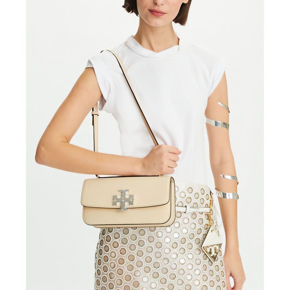 Tory Burch Cream Crossbody Shoulder Bag with Silver Logo